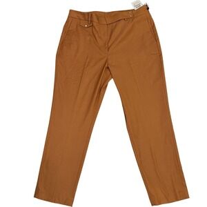DKNY Sz 12‎ Dark Orange Flat Front Trousers Chic eclectic boho career funky Art